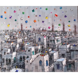 Zahid Saleem, 30 x 36 Inch, Acrylic on Canvas, Cityscape Painting, AC-ZS-193